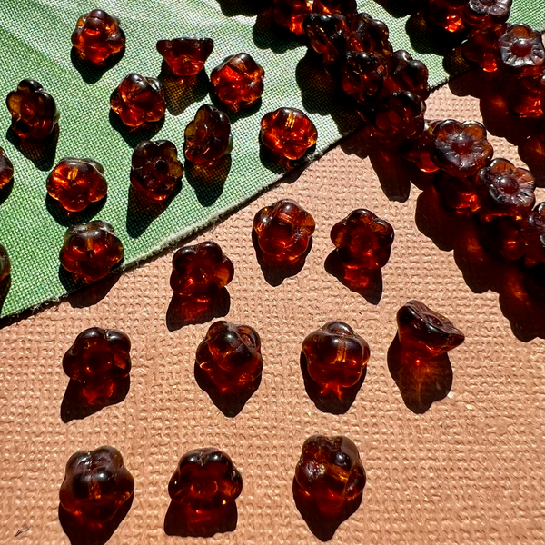 Brown Flower Shank Buttons - 50 Pieces