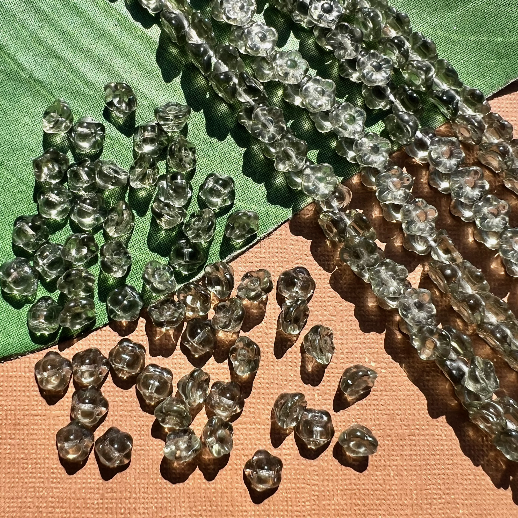 Gray Green Flower Shank Buttons - 50 Pieces