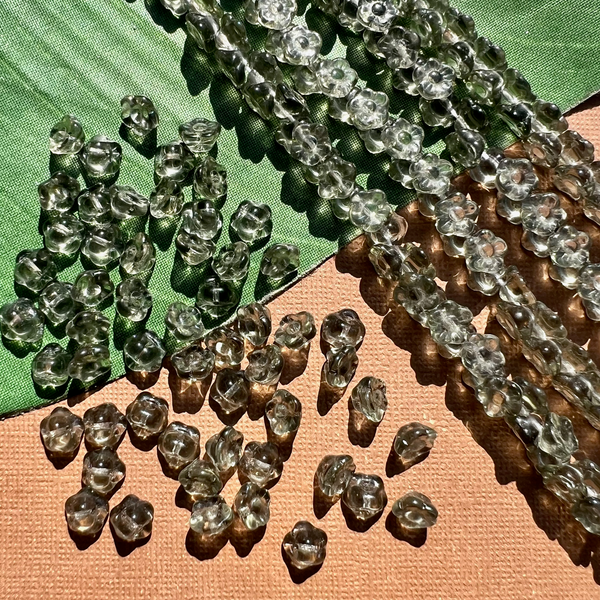 Gray Green Flower Shank Buttons - 50 Pieces