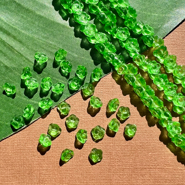 Grass Green Flower Shank Buttons - 100 Pieces