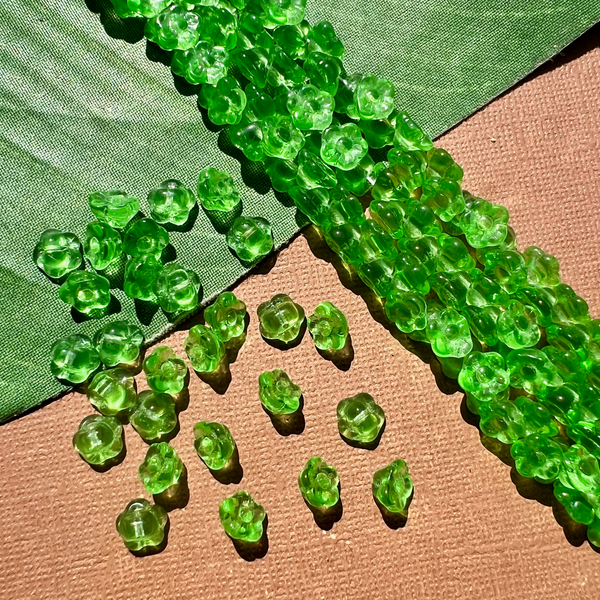 Grass Green Flower Shank Buttons - 100 Pieces