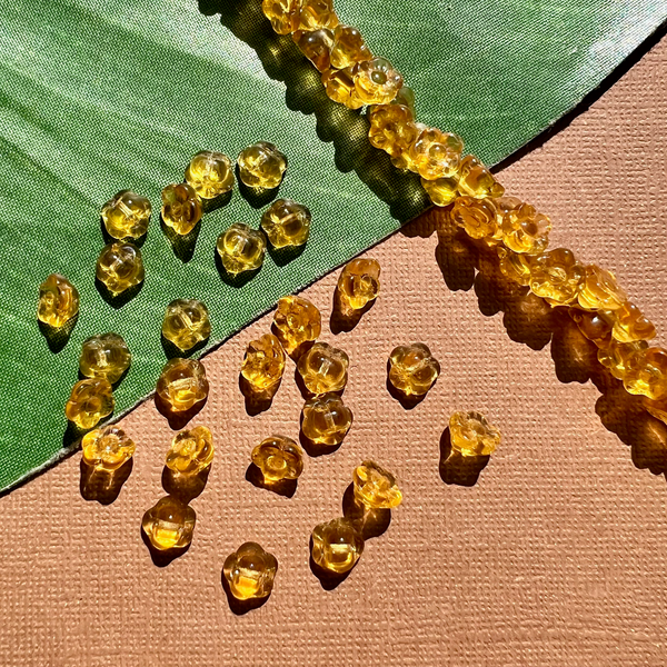 Honey Yellow Flower Shank Buttons - 100 Pieces