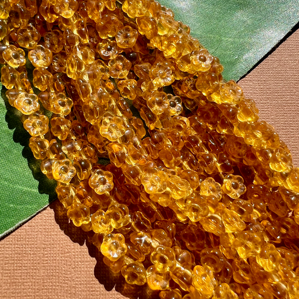 Honey Yellow Flower Shank Buttons - 100 Pieces