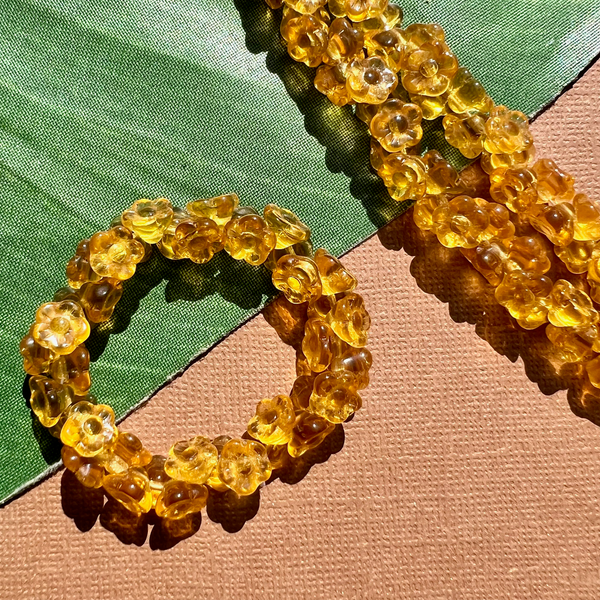 Honey Yellow Flower Shank Buttons - 100 Pieces