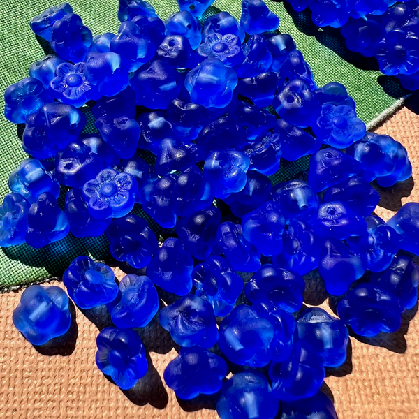 Blue Matte Flower Shank Buttons - 100 Pieces