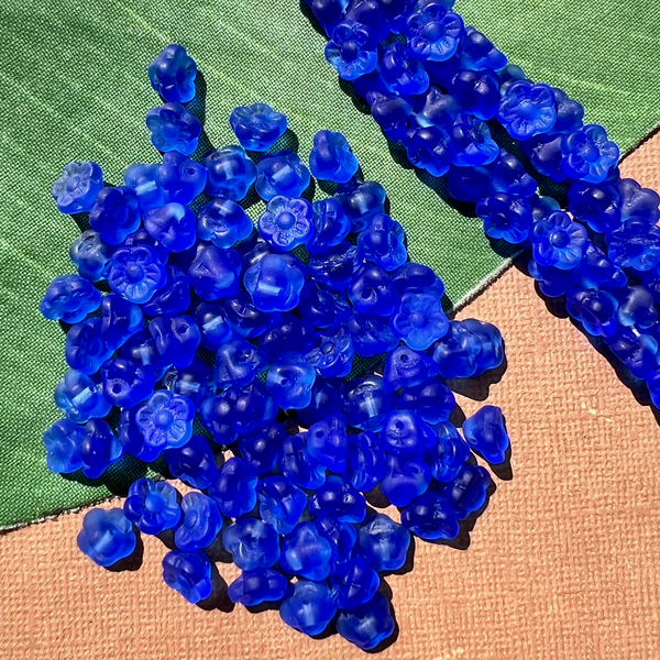 Blue Matte Flower Shank Buttons - 100 Pieces