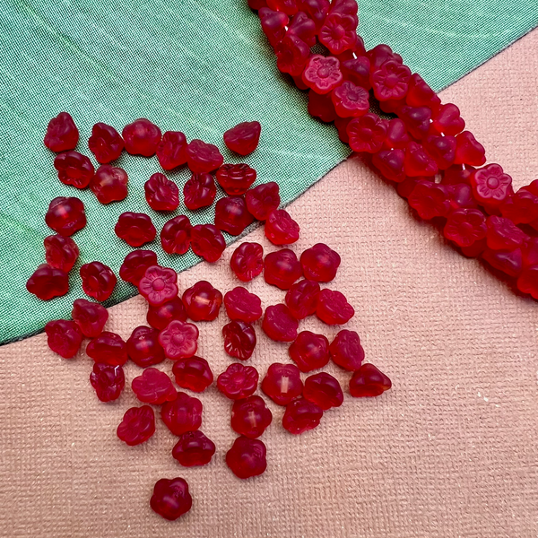 Red Matte Flower Shank Buttons - 100 Pieces