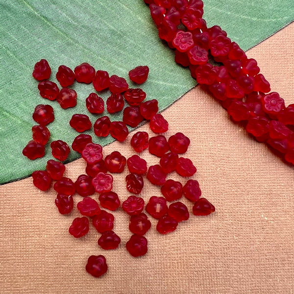 Red Matte Flower Shank Buttons - 100 Pieces