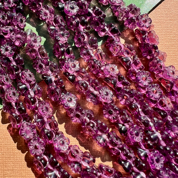 Purple Flower Shank Buttons - 100 Pieces