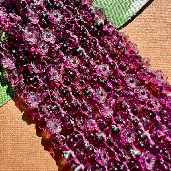Purple Flower Shank Buttons - 100 Pieces
