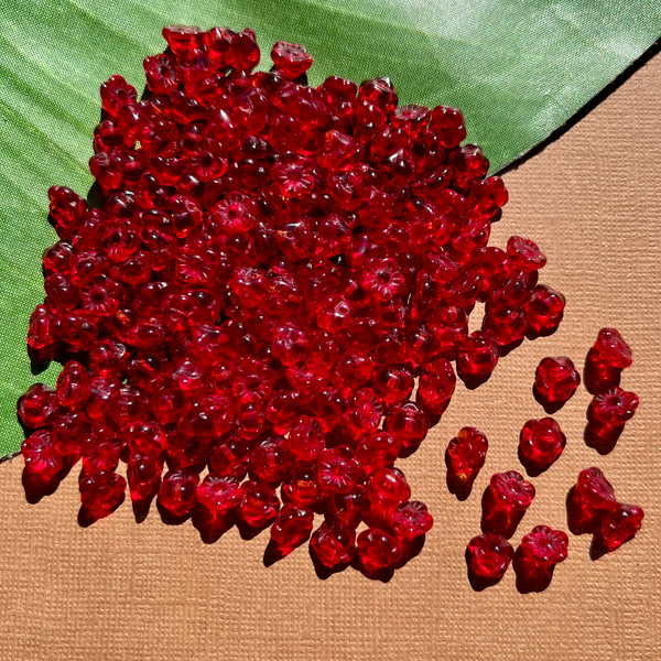 Red Flower Shank Buttons - 100 Pieces