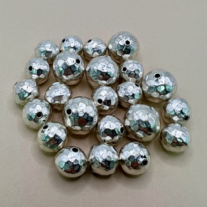 Silver Plated Hammered Beads - 1 Piece