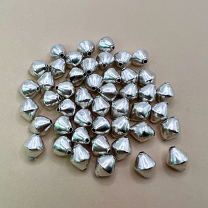 Silver Plated Bi-Cone Beads - 1 Piece