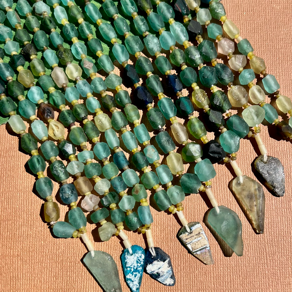 Roman Glass Small Faceted Bead Strands