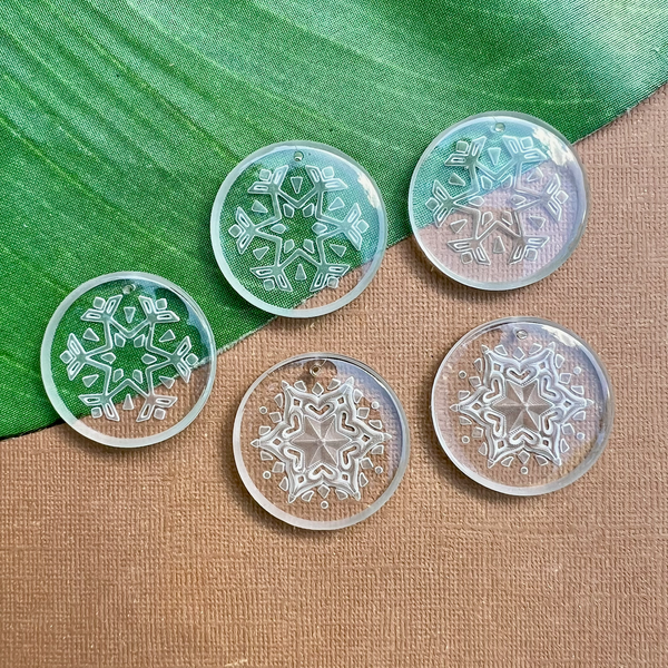 Vintage West German Snowflake Crystal Pendants 35mm - 1 Piece