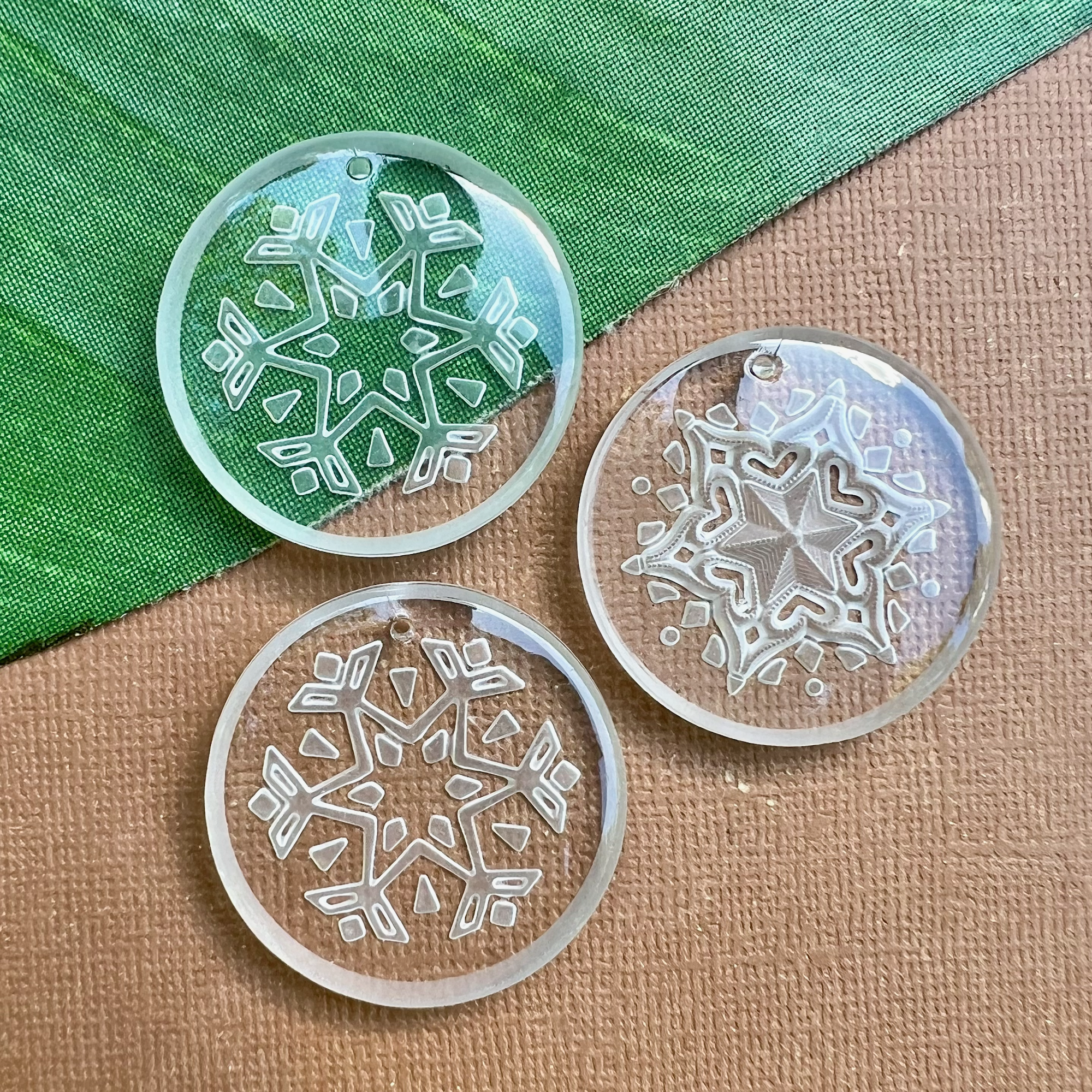 Vintage West German Snowflake Crystal Pendants 35mm - 1 Piece