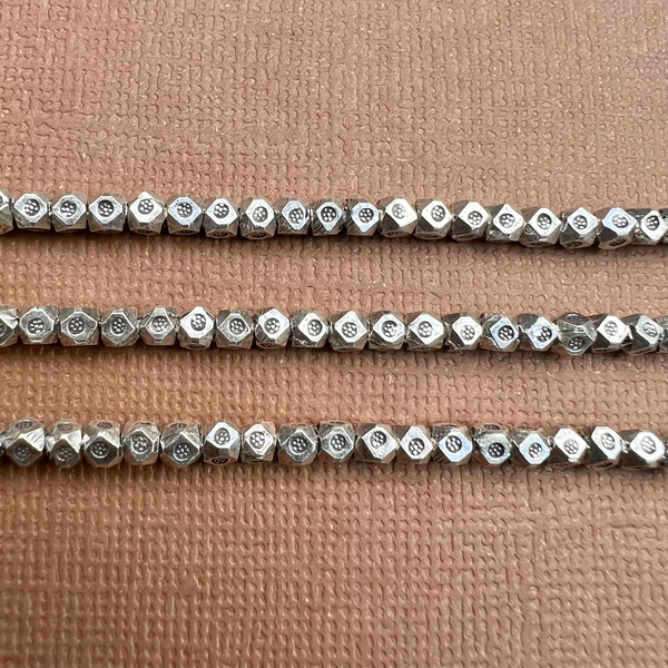 Hill Tribe Silver Stamped Cornerless Cube Beads