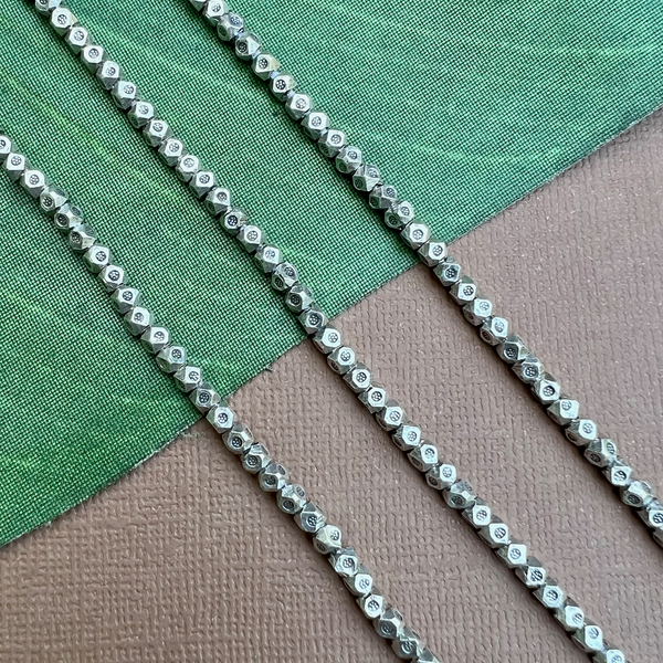 Hill Tribe Fine Silver Stamped Cornerless Cube Beads