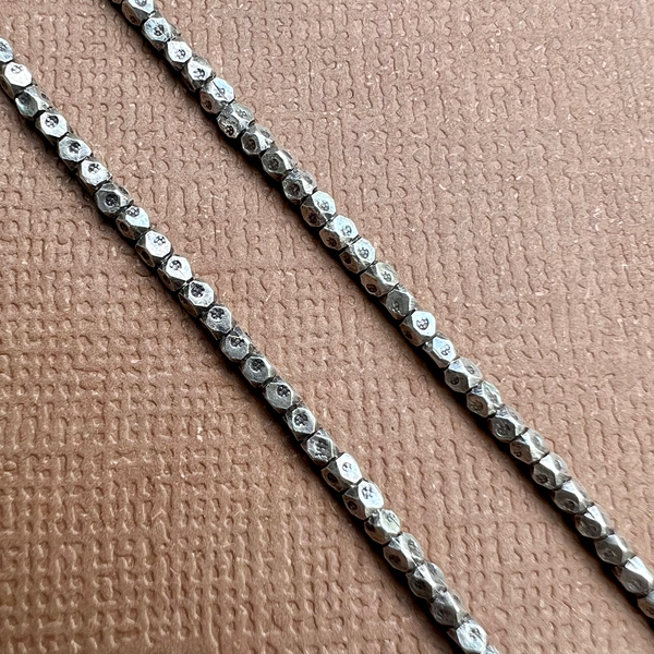 Hill Tribe Silver Tiny Stamped Cornerless Cube Beads