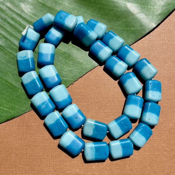 Teal Two-Tone Rectangular Beads - 50 Pieces