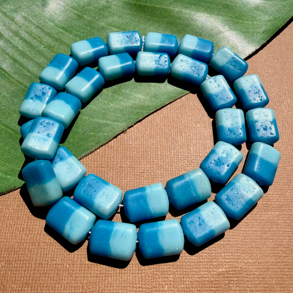 Teal Two-Tone Rectangular Beads - 50 Pieces