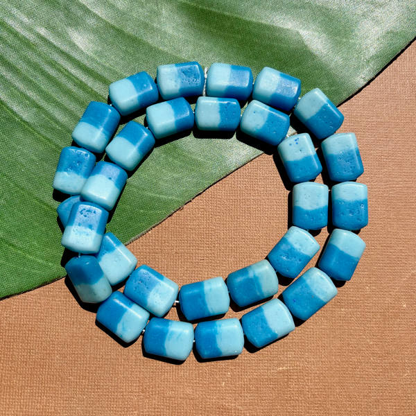 Teal Two-Tone Rectangular Beads - 50 Pieces