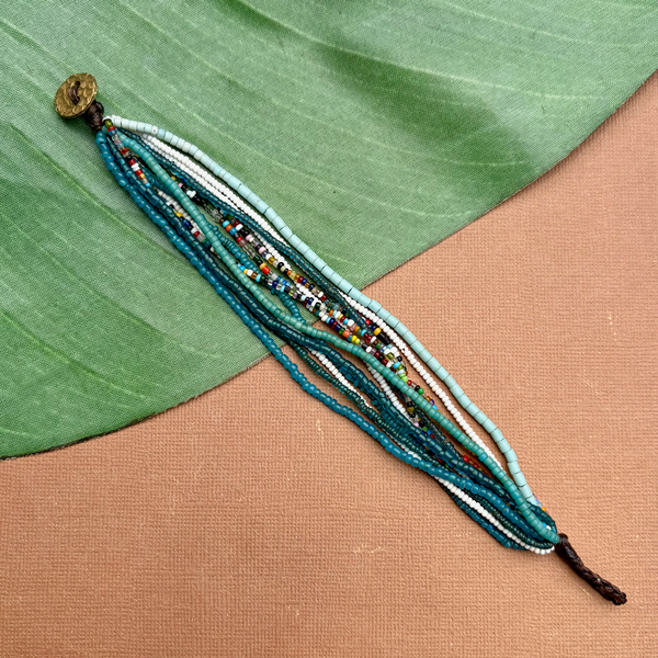 Teal African Seed Bead Bracelet