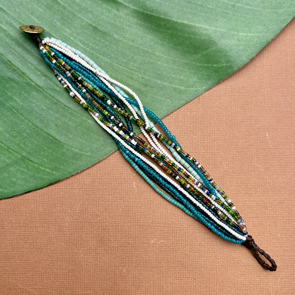 Teal African Seed Bead Bracelet