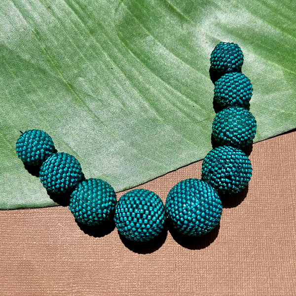 Teal Beaded Bead Strand - 9 Pieces