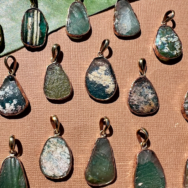 Roman Glass Teardrop Pendants - 1 Piece