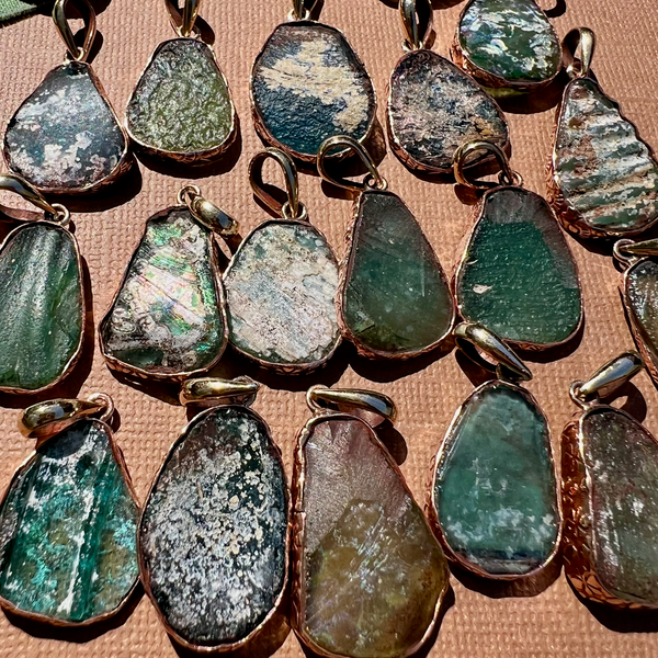 Roman Glass Teardrop Pendants - 1 Piece