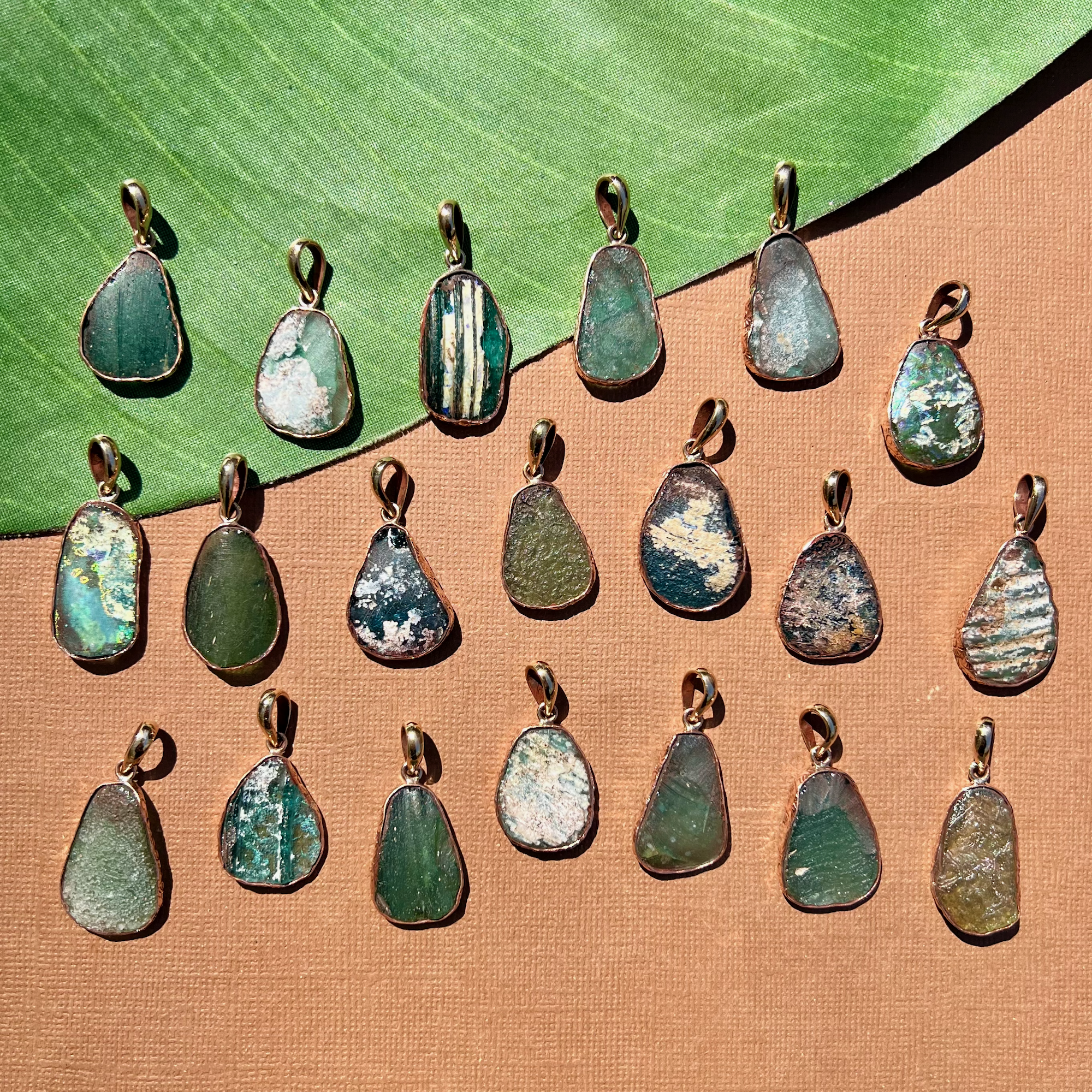 Roman Glass Teardrop Pendants - 1 Piece