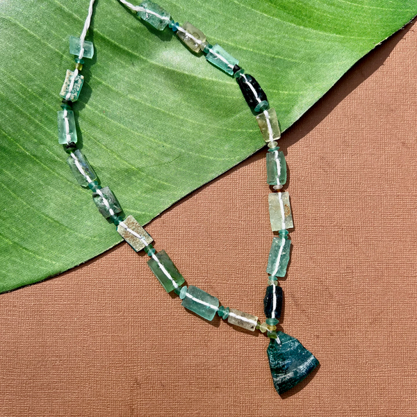 Roman Glass Flat Rectangle Bead Strands