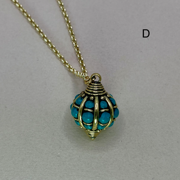 Tibetan Brass & Stone Pendant Necklaces