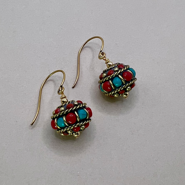 Tibetan Small Round Earrings