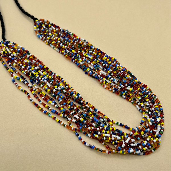 Colorful Multi Strand Seed Bead Tie-On Necklace