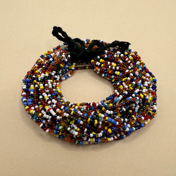 Colorful Multi Strand Seed Bead Tie-On Necklace