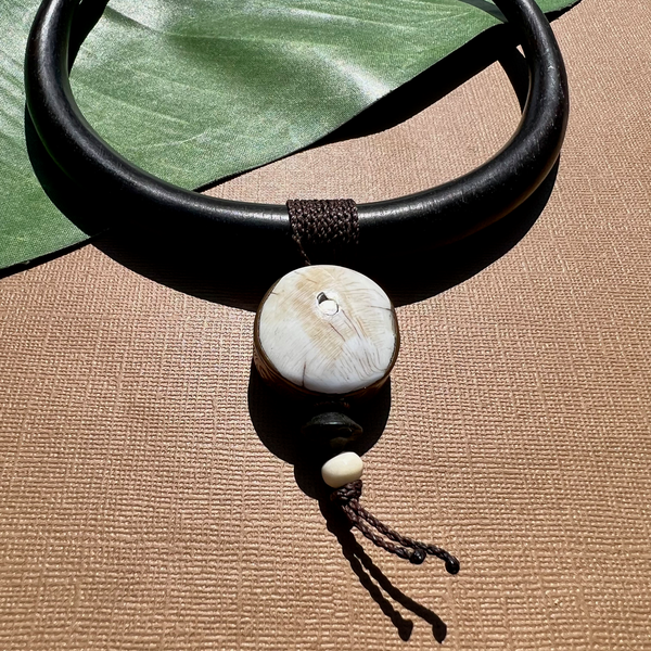 Wood Torque & Conch Shell Necklace