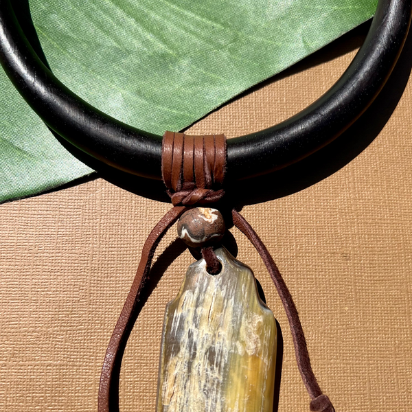 Wood Torque & Horn Necklace