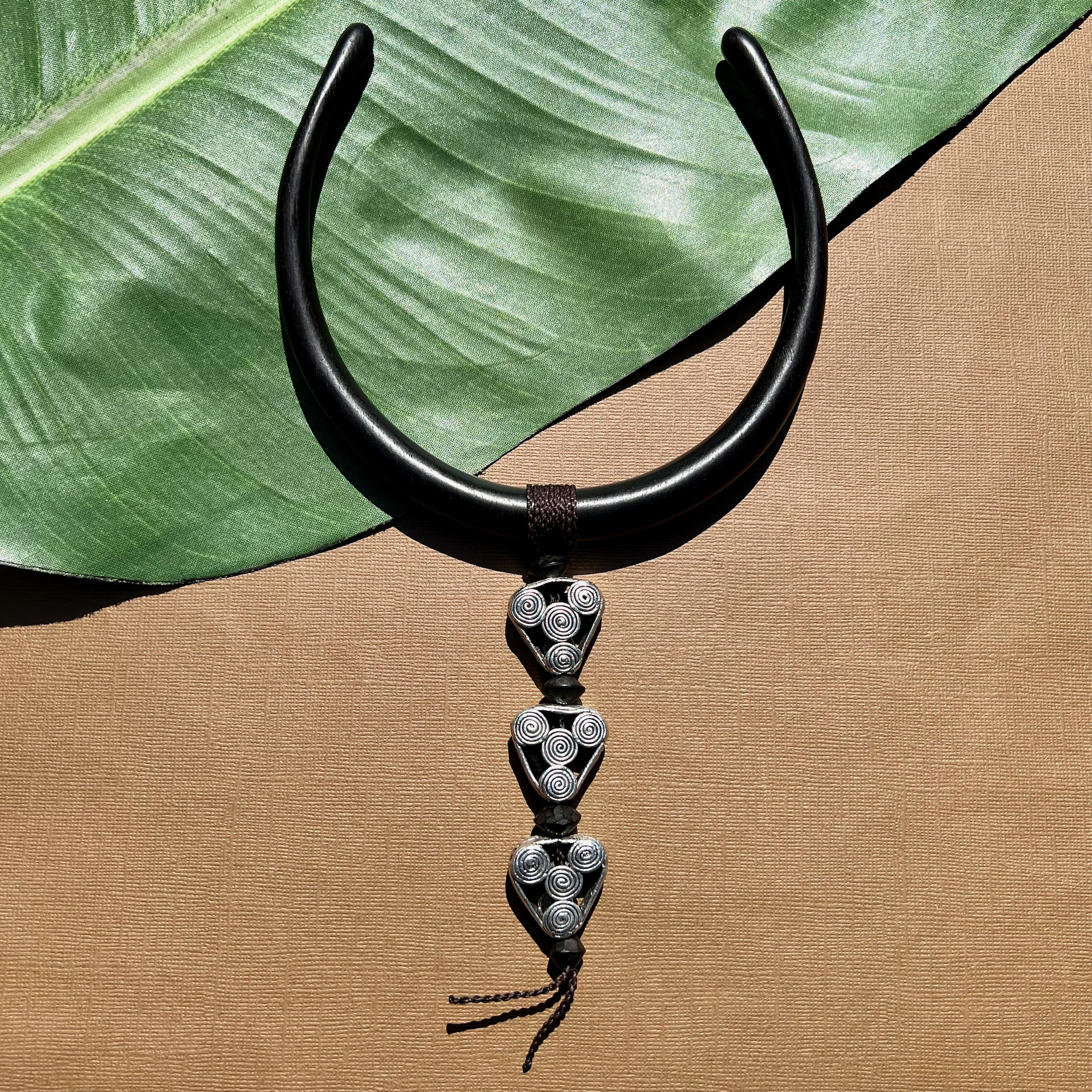 Wood Torque & African Metal Necklace