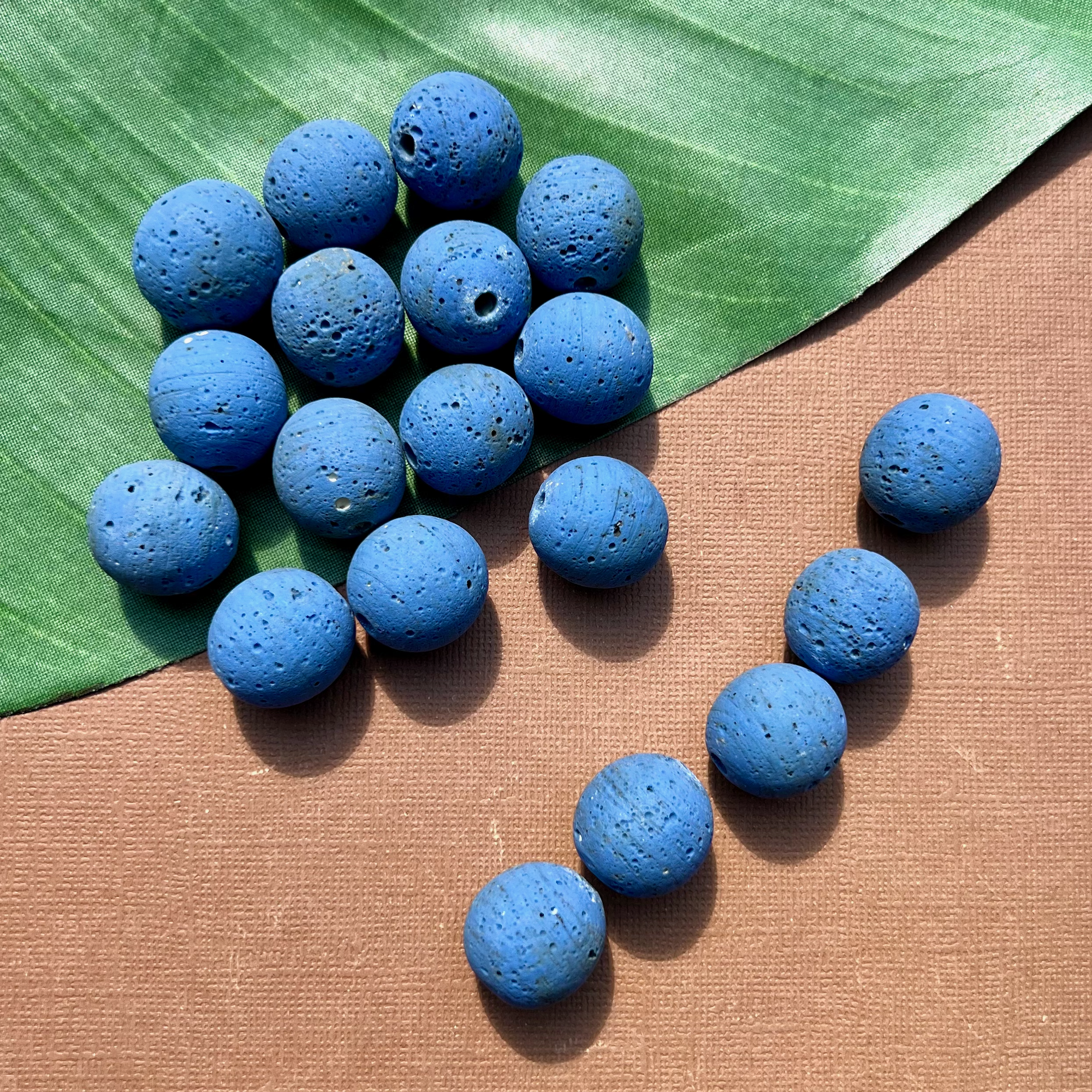 Blue Indonesian Glass "Trix" Beads - 5 Pieces