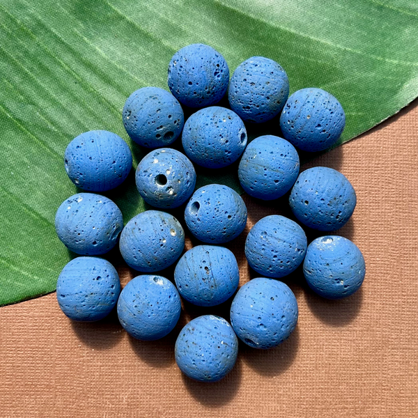 Blue Indonesian Glass "Trix" Beads - 5 Pieces