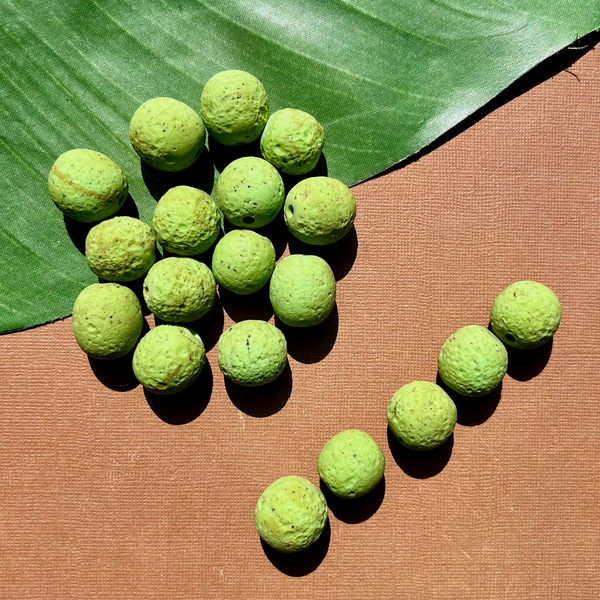 Green Indonesian Glass "Trix" Beads - 5 Pieces