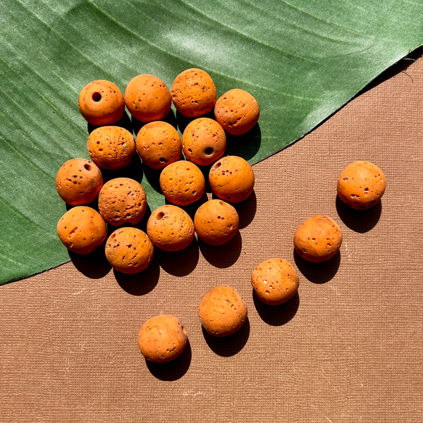 Orange Indonesian Glass "Trix" Beads - 5 Pieces