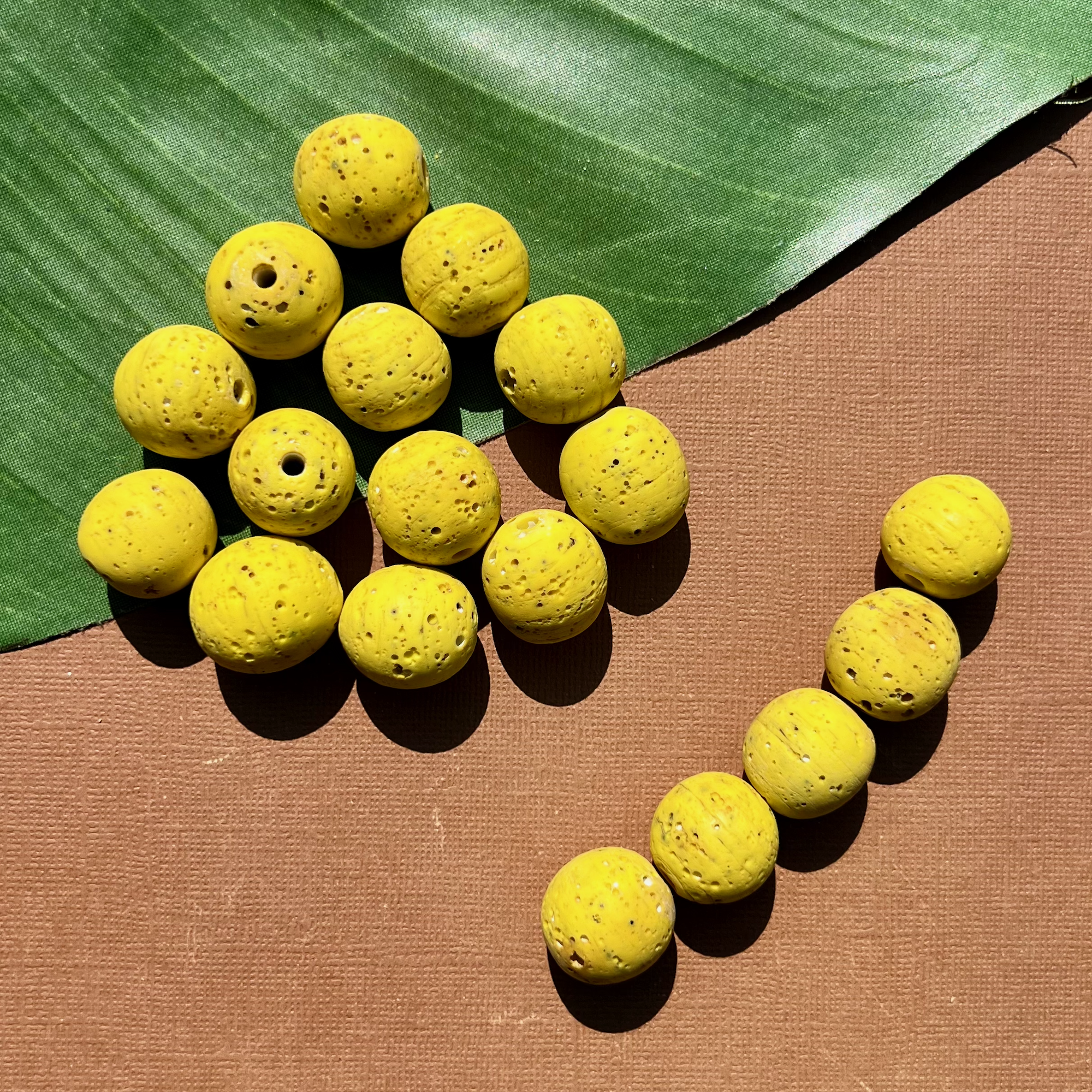 Yellow Indonesian Glass "Trix" Beads - 5 Pieces