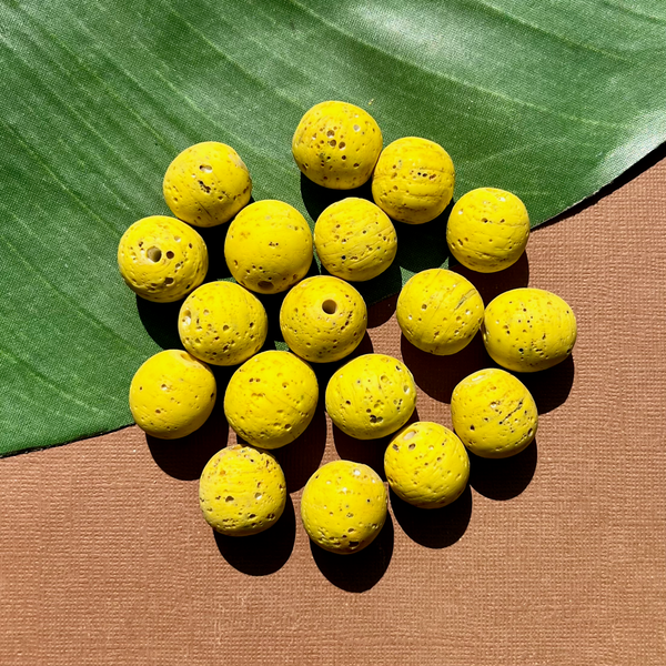 Yellow Indonesian Glass "Trix" Beads - 5 Pieces