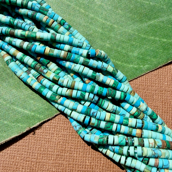 Blue Turquoise 4mm Heishi Strands - 1 Strand