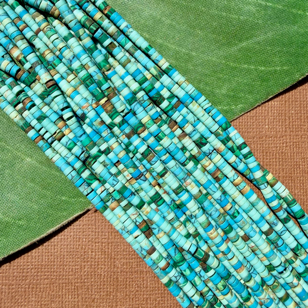 Blue Turquoise 4mm Heishi Strands - 1 Strand