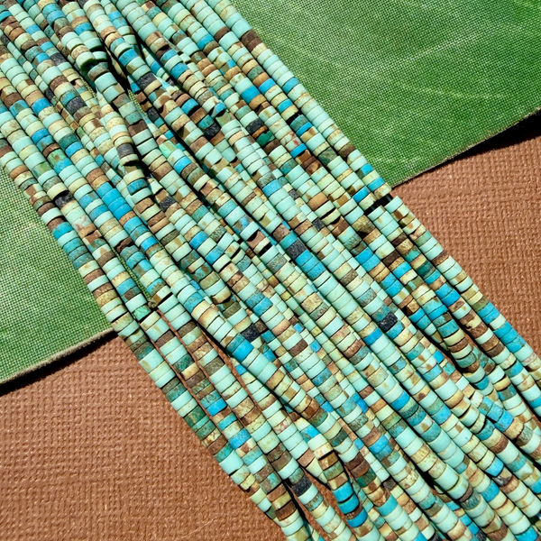 Green Turquoise 4mm Heishi Strands - 1 Strand