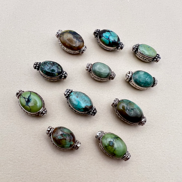 Turquoise & Sterling Silver Beads - 3 Piece Lots